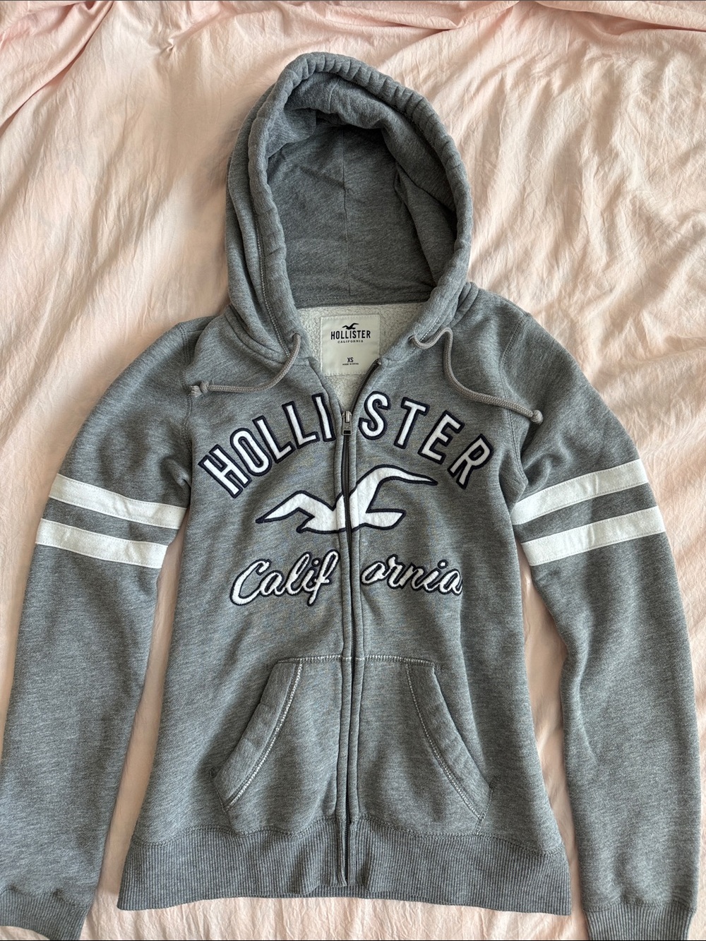 Y2K vintage gray and white Hollister zip up hoodie